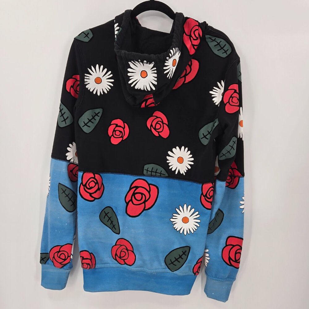 Bass by Ron Bass Flower Pattern Hoodie Color Block Black Blue Medium - Picture 3 of 4